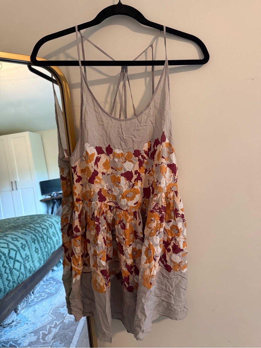 Free People Floral Tiered Women's Dress in Light Gray